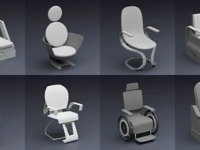 SCI-FI Chairs Low-poly 3D model