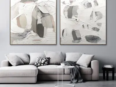 Plaster two square photo frames 03 Low-poly 3D model