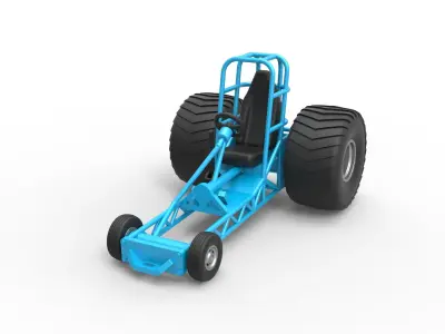 Chassis of Mini Rod pulling tractor Scale 1 to 25 3D print model