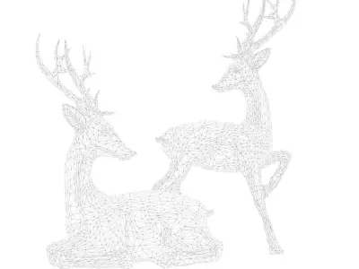 Deer Figurines - 2 set 3D model