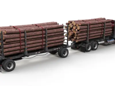 Kenworth W900A Logging truck Low-poly 3D model