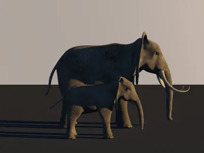 Elephant and baby Elefant und baby 3D model