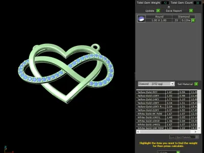 light weight yellow gold  diamond pendent -DOC-P8066 3D print model