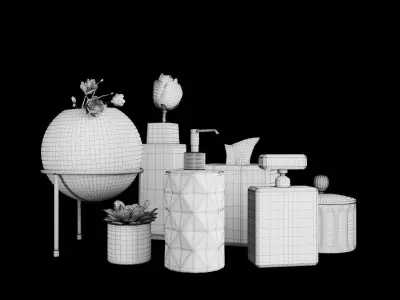 Decorative set 2 bathroom with soap dispensers and perfume bo... 3D model