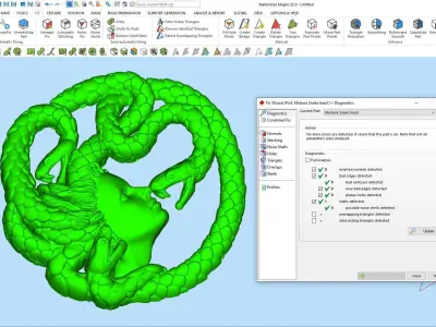 Medusa snake ring  gold  jewelry printable 3D model 3D print model