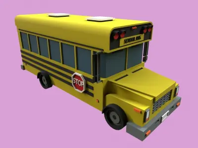 Lowpoly School Bus Low-poly 3D model