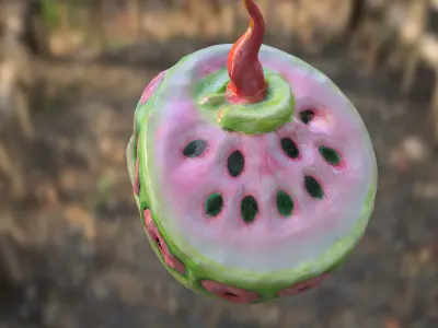 Cursed Melon Skull Candle 3D model