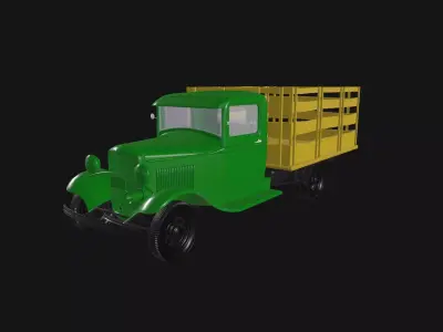 1934 model BB stake truck retro wide game animation ready 3D model