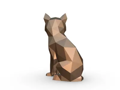 cat low poly egyptian 3D print model