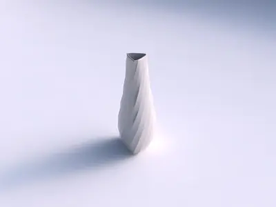 Vase puffy tipped triangle with twisted bands 3D print model