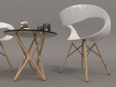 Modern Table and Chair Set 3 3D model