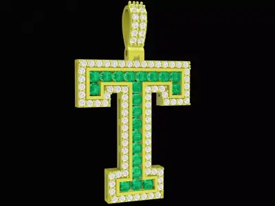 Letter T Diamond Pendant Jewelry 3D Model 4167 3D print model