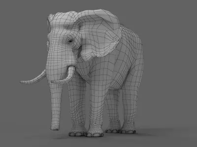 African elephant 3D model Low-poly 3D model