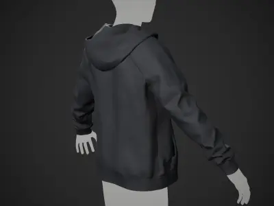 Black Open Hoodie Style 1 Low-poly 3D model