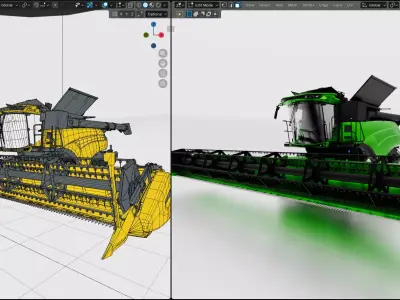 High-Detail Combine Harvester CR1090 Green Premium Low-poly  Low-poly 3D model