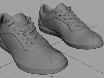 Sneakers pair of maroon shoes Low-poly 3D model