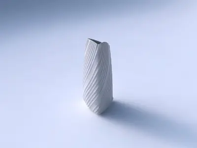 Vase curved tipping triangle with flowing extruded lines 3D print model