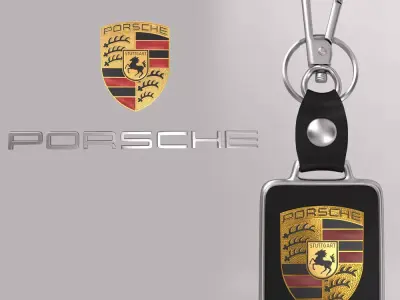 Porsche  car logo keychain 3d model  3D model