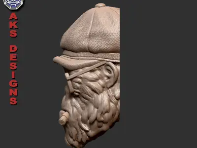 Gangster gorilla smoking with hat Bas relief 3D print model