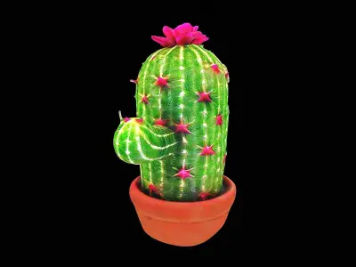 stylized cactus in a pot 3D model