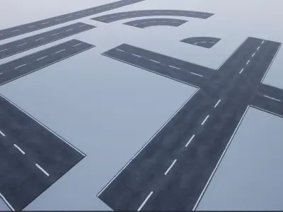 Modular Road Pack PBR  Low-poly 3D model