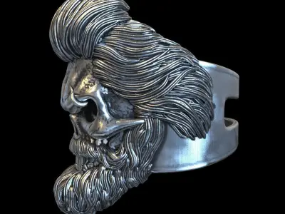 Skull ring jewelry with beard vol1 jewelry 3D print model