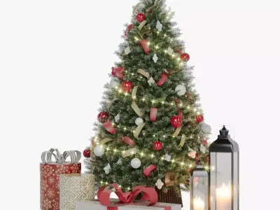 Realistic Christmas Tree with Decorations 3D Model 3D model