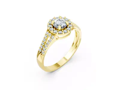 Luxury Double Halo Diamond Engagement Ring CAD Model 3DM 3D print model