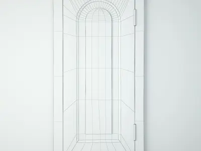 Vintage Wood Shutter Door Mirror 2 3D model