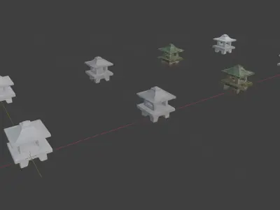 Pagoda Stone Statue Low-poly 3D model