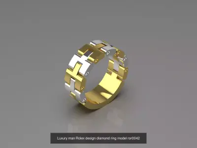 Men luxury rolex gold STL 3D ring collection 3D Model Pack