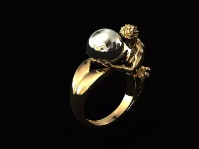 Mermaid pearl ring 3D model