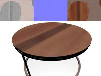 Table round coffee with metal base 3D model