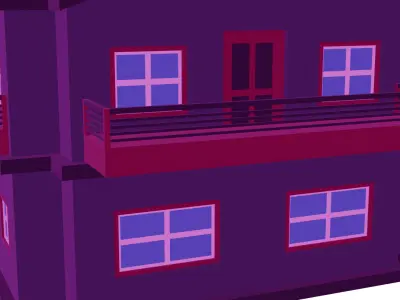  House 3D Model  Game Ready Low Poly Low-poly 3D model