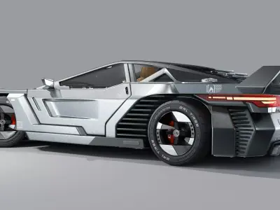 Car Cyberpunk fake brand GRL SATTO Low-poly 3D model