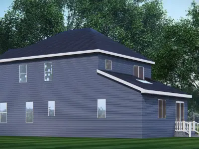 American Exterior House Design Classic Modern Country Home  3D model