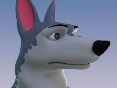 Stylized Old Wolf NoRig Low-poly 3D model