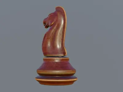 knight wooden chess piece  Low-poly 3D model
