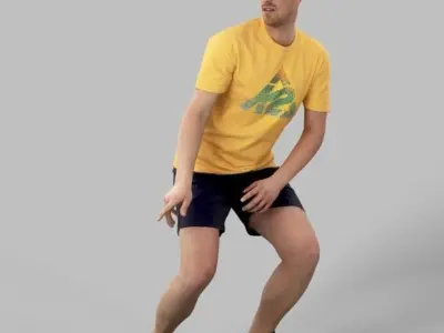 Casual Sport Man Mistery playing football anticipating Low-poly 3D model