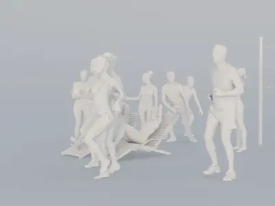 01 CROWDS BEACH SPORT SITTING PEOPLE SCANS MAN WOMAN 3D print model