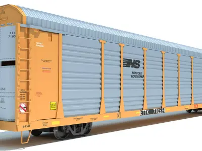 Auto Carrier Rail Car 3D model