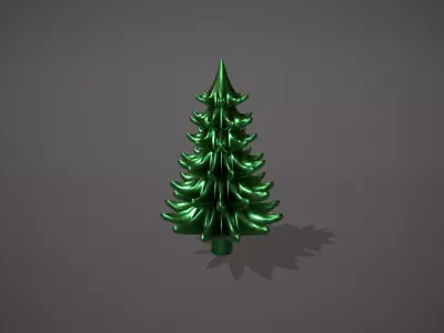 Green Metal Christmas Tree Ornament Low-poly 3D model