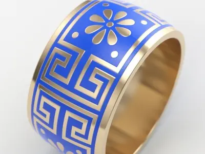  Women ring with ornament enamel 3dm stl 3D print model 3D print model