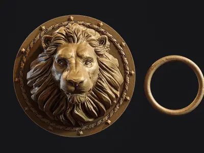 Lion Head Door Knocker 3d print model 3D print model