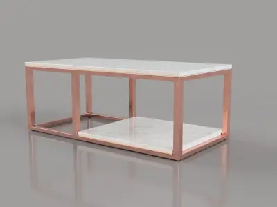 Modern rectangular Marble and metal table Free 3D model