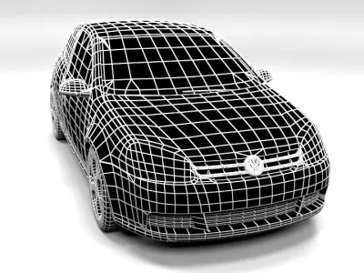 GOLF 5 3DOOR LOWPOLY Low-poly 3D model