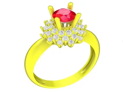 Luxury Double Halo Gemstone Ring 3D Model  4443 3D print model