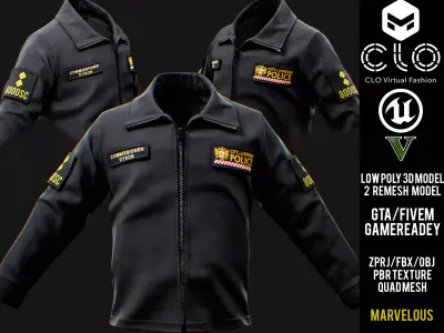 English Police Softshell Jacket  for GTA FIVEM  Low-poly 3D model
