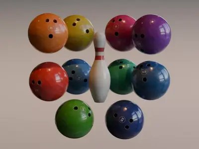 Bowling Set Low-poly 3D model