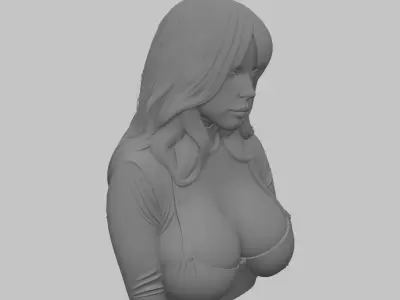 Busty Head Woman Bust Statue Scuplture Low-poly 3D model